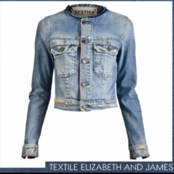 Vintage Embroidered Cropped Denim Jacket Elizabeth and James Cid Jacket
